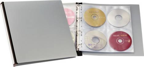 Classeur 4 anneaux pour 96 CD DVD dos 40 mmn dos noir couverture grise
