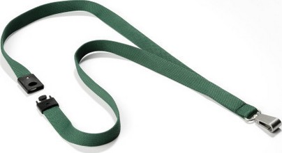 Lacet textile soft colour largeur 15mm long 44cm avec mousqueton vert 10 pièces